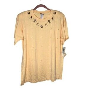 MODA BAZAAR California Crystal Stud Embellished T Shirt NWT Vintage